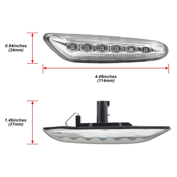 Répétiteurs latéraux LED BMW Série E46, E60, E61, E81, E87, E82, E88, E83/X3, E90/E91, E92/E93 - Chrome - Clignotants