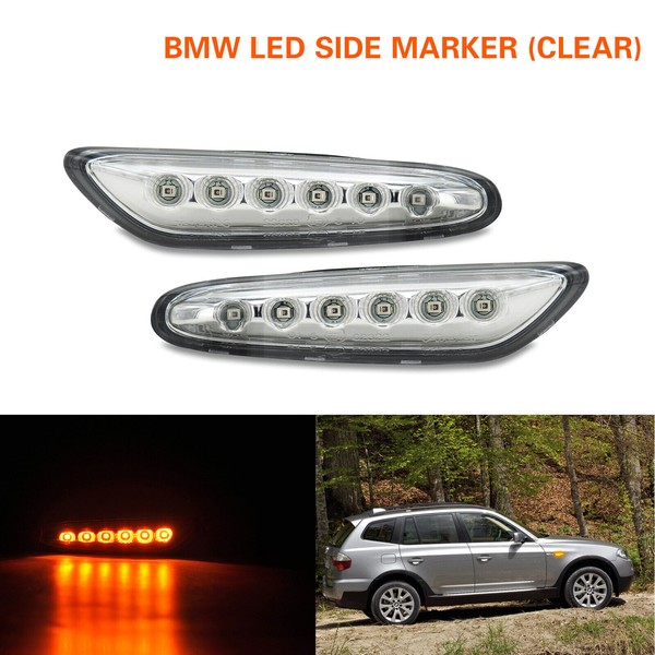 Clignotants dynamiques LED BMW Série E46, E60, E61, E81, E87, E82, E88, E83/X3, E90/E91, E92/E93 - Chrome - Latéraux