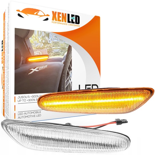 2x LED indicators BMW Serie 1 E81 E82, 3 E46 E90 E91 E92, 5 E60 E61, X1 E84 X3 E83 - Clear - The pair