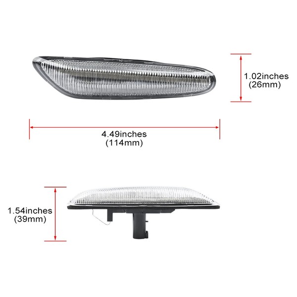 2x LED-Blinker BMW* Serie 1 E81 E82, 3 E46 E90 E91 E92, 5 E60 E61, X1 E84 X3 E83 – Klar – Paar