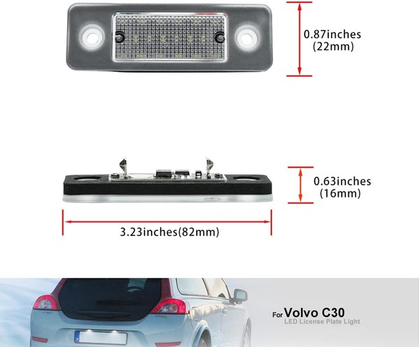 2 luci targa a LED VOLVO C30 dal 2008 al 2013 - targa a LED