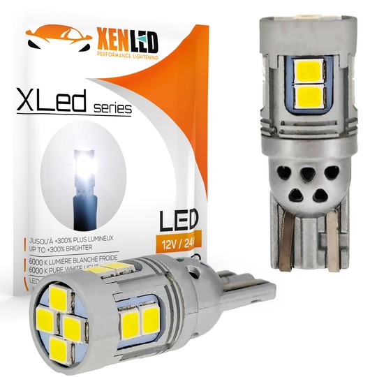 2 x W5W GLÜHBIRNEN Canbus XLED-Serie XENLED - 520Lms - 12 XENLED LEDs - T10 - 10-36Vdc - 3.2W - 260mA