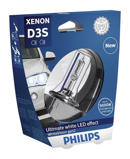 1x Ampoule D3S Philips 42403WHV2S1 xénon whitevision Gen2, sous blister