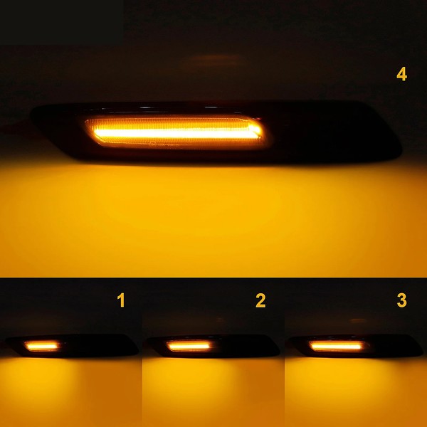 Répétiteurs latéraux LED défilant BMW* Série E81 E82 E87 E88 E90 E91 E92 E93 E60 E61 - Noir + Lentille fumée