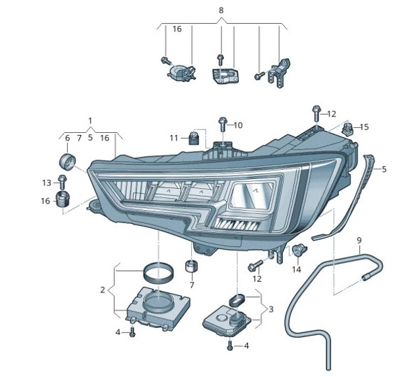 Module phare LED 4M0907397AC - compatible avec Audi* A4 A5 et Q7 2017 à 2020 - 4M0907397