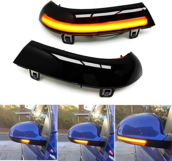 2x Clignotants rétroviseurs LED Défilants VW* Golf 5/GTI, Jetta, Passat, Eos - Version NOIRE dynamique