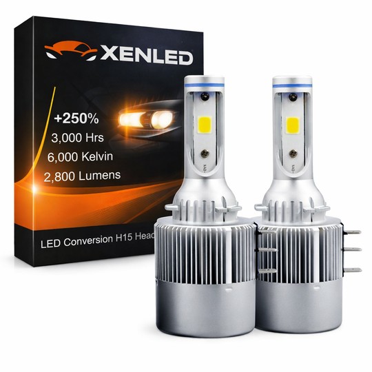 2 x Ampoules H15 LED 36W - 3800Lm - Haut de Gamme PGJ23t-1 - Lampe Feux de jour + Plein phare