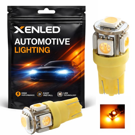 France-Xenon.com - 2 х АРАНЖАВЫЯ святлодыёдныя ліхтары T10 w5w - SMD LED - 5 святлодыёдаў - T10 W5W