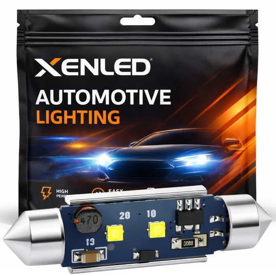 42mm LED bulb - 2 CREE - White - C10W - CANBUS error free on dashboard