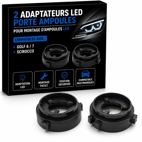 2 LED-lamphouderadapters Golf 6/7, Scirocco