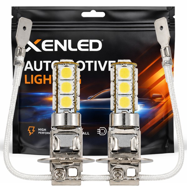 x H3 LED SMD 13 LED 12V Hvide pærer - PK22s LED plug&play pære