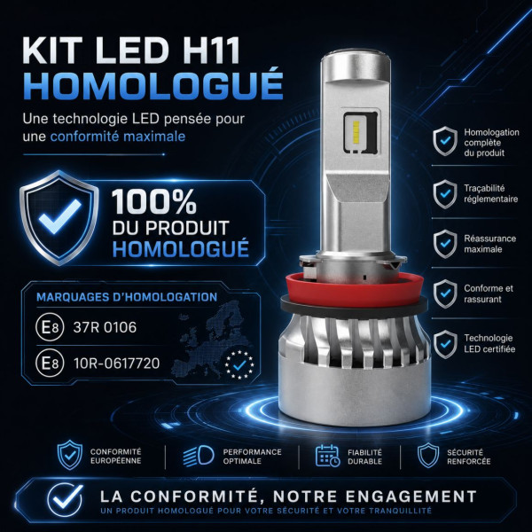Kit LED Homologué ECE H11 pour H8 Note 2 √† partir de 2013 NOTE (E12) - Antibrouillard