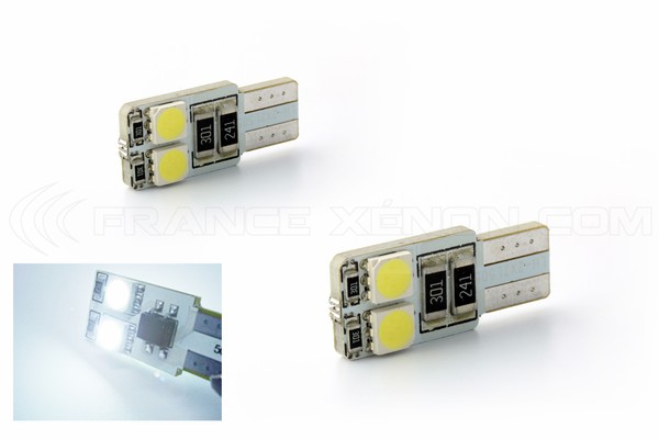 2 x 4 LED SMD CANBUS PÆRER - T10 W5W 12V - høj intensitet uden fejl på instrumentbrættet