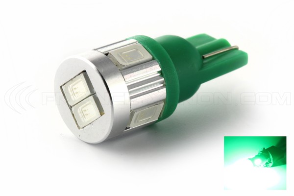 6 LED SG pære - W5W - Grøn 12V Signallampe