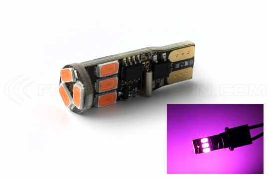 9 LED SMD PINK bulb - W5W - Strobo 12V LED Flash bulb T10