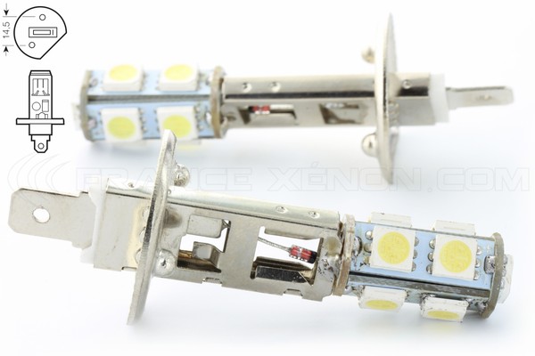 x H1 LED SMD 9 LED pærer - 12Volt Signallampe
