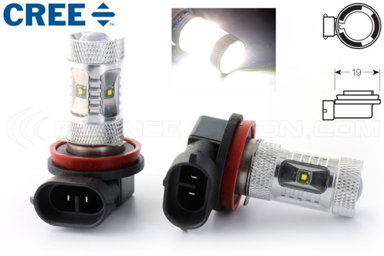 2 x 6 LED CREE 30W bulbs - H8 - Top of the range 12V High power - White