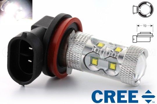 10 LED CREE 50W bulb - H11 - High-end 12V LED fog light - White