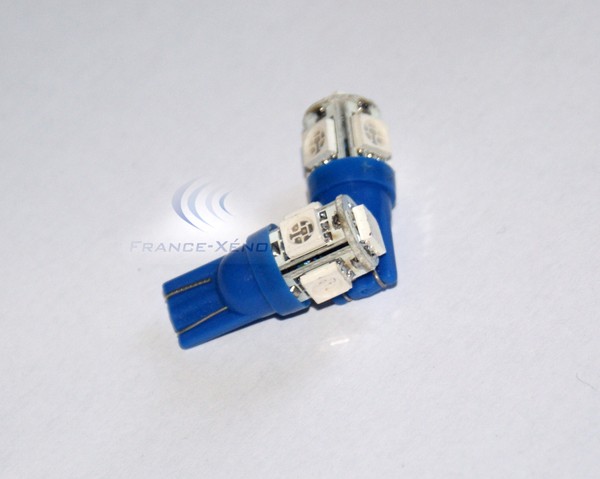2 x T10 W5W 24V - 5 LEDS SMD BLEUE