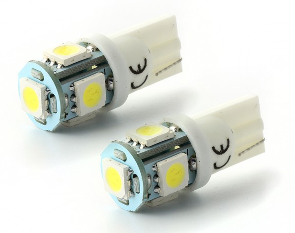 2 x T10 W5W 24V - 5 LEDS SMD BLANCHES