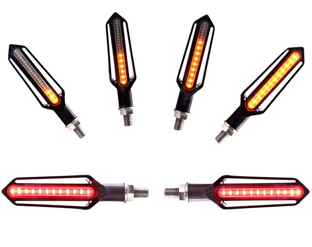 2 Pair Motorcycle Led Turn Signal Lights 12V DC Rear Indicators Yellow Red Motorcycle Turn Lights 10 mm 13 LED Motorcycle Blinker Front Rear Lights for Motorbike 