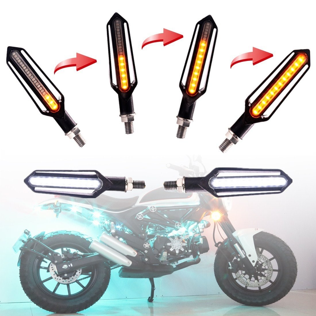 LED clignotant défilant pour moto avec feux de jour